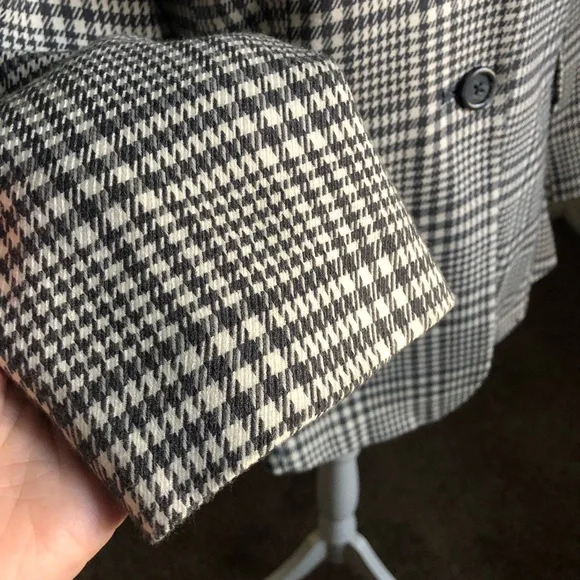 Lifestyle Attitude by Larry Levine Collarless Houndstooth Jacket M Grey White - Picture 7 of 15